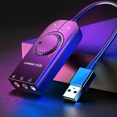 Bộ chuyển đổi USB 2.0 ra âm thanh 3.5mm (1mic +2 tai nghe) Ugreen (40964)