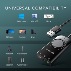 Bộ chuyển đổi USB 2.0 ra âm thanh 3.5mm (1mic +2 tai nghe) Ugreen (40964)
