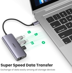 Bộ chuyển đổi USB Type-C sang 3 cổng USB 3.0 và Giga Lan Ugreen  (60718)