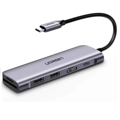 Bộ chuyển đổi USB-C sang 2*USB 3.0+HDMI+SD&TF Ugreen (70411)