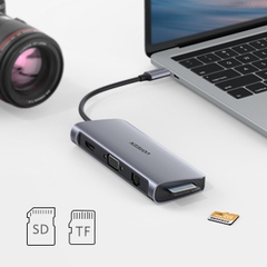 Bộ chuyển đổi USB-C sang 3*USB 3.0+HDMI+RJ45+SD&TF+3.5mm Ugreen (80133)