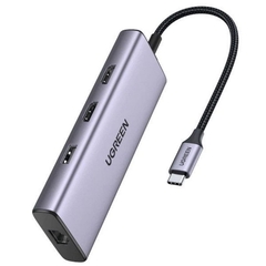 Bộ chuyển đổi USB C sang 2*USB 3.0 + 1*USB 2.0+2*HDMI+RJ45+SD&TF Ugreen (90119)