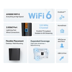 Bộ Phát Router Wifi TP-Link Archer AX80 Wifi 6 Gigabit  AX6000 băng tần kép, 8 luồng, cổng 2.5G
