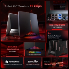 Gaming Router Wi-Fi 7 BE1900 Ba Băng Tần TP-Link Archer GE800