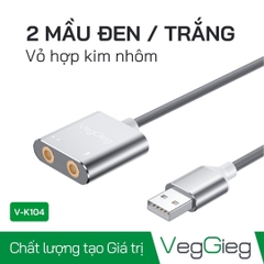 Bộ chuyển đổi Âm thanh VegGieg USB 2.0 sang AUDIO 3.5mm + Mic V-K104