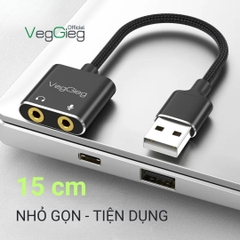 Bộ chuyển đổi Âm thanh VegGieg USB 2.0 sang AUDIO 3.5mm + Mic V-K104