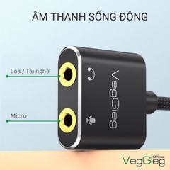 Bộ chuyển đổi Âm thanh VegGieg USB 2.0 sang AUDIO 3.5mm + Mic V-K104