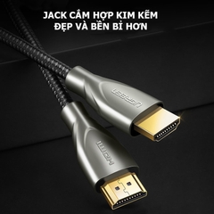 Cáp HDMI Carbon Chuẩn 2.0 Dây Bọc Lưới Đầu Bọc Hợp Kim Cao Cấp Ugreen HD131