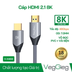 Cáp HDMI 2.1 siêu nét 4K144Hz/8K60Hz - V-H402 (dài 1,5m - 5m)