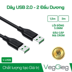 Cáp USB 2.0 - 2 Đầu Dương VegGieg V-U109 (1,5 -3m)