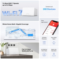 Hệ Thống Mesh Wi‑Fi 7 Mercusys BE9300 Toàn Bộ Nhà Halo H47BE