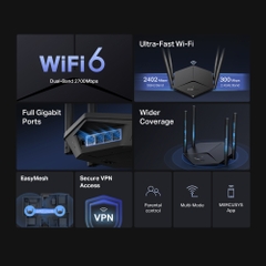 Bộ phát Wi-Fi 6 Mercusys MR78X Băng Tần Kép AX2700