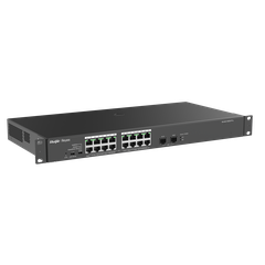 Switch PoE 16 cổng Reyee RG-ES118GS-P-L 16 cổng 10/100/1000 BASE-T PoE/PoE+, uplink quang 1Gps, tốc độ 36Gbps, công suất 247W