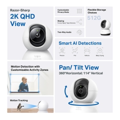 Camera AI Wi-Fi An Ninh Gia Đình Quay Quét trong nhà Tapo TC72