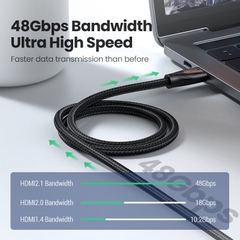 Cáp HDMI 2.1 Ultra HD Bọc Vải Cotton Hỗ Trợ 8K@60Hz Ugreen