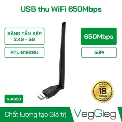 USB thu WiFi VegGieg RTL-8811GU 650Mbps (1 Angten) V-K650
