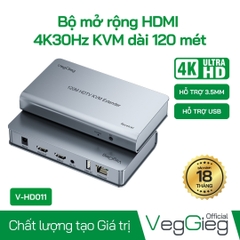 Bộ Mở Rộng HDMI 4K30Hz KVM 120m (USB & Sound) VegGieg V-HD011