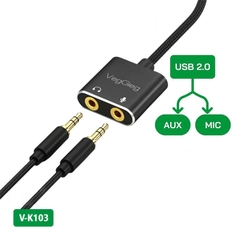 Bộ chuyển đổi Âm thanh VegGieg USB 2.0 sang AUDIO 3.5mm + Mic V-K103