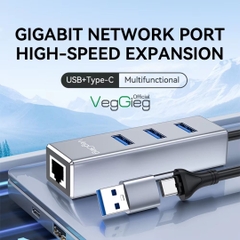 HUB chia USB 3.0 + LAN 1000Mps VegGieg V-K310