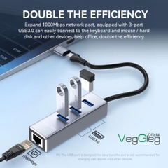 HUB chia USB 3.0 + LAN 1000Mps VegGieg V-K310