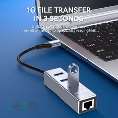 HUB chia USB 3.0 + LAN 1000Mps VegGieg V-K310
