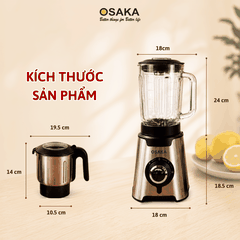 Máy Xay Sinh Tố Cao Cấp OSAKA BL-889 Dung Tích 1.5L -  Công Suất 600W - 2 Cối Đa Dụng