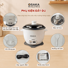 Nồi Cơm Điện Nắp Rời OSAKA RC-220R Dung Tích 2.2L - Công Suất 900W – Lòng Nồi Chống Dính – Nắp Inox 304