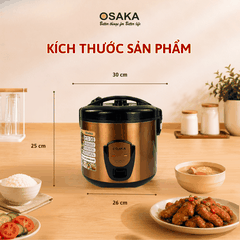 Nồi Cơm Điện OSAKA RC-318P Dung Tích 1.8L, Công Nghệ Nấu 3D, Lòng Nồi Dập Tổ Ong - Tráng Men Chống Dính