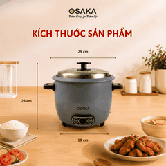 Nồi Cơm Điện Mini OSAKA RC-121 Dung Tích 1.0L Công Suất 400W Lòng Nồi Chống Dính Nắp Inox