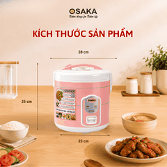 Nồi Cơm Điện OSAKA RC-118T Dung Tích 1.8L - Mâm Nhiệt Lớn - Tráng Men Chống Dính - Tặng Kèm Khay Hấp