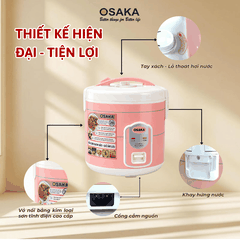 Nồi Cơm Điện OSAKA RC-118T Dung Tích 1.8L - Mâm Nhiệt Lớn - Tráng Men Chống Dính - Tặng Kèm Khay Hấp
