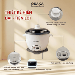 Nồi Cơm Điện Nắp Rời OSAKA RC-220R Dung Tích 2.2L - Công Suất 900W – Lòng Nồi Chống Dính – Nắp Inox 304