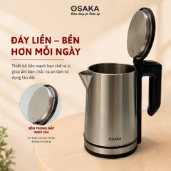 Ấm Đun Nước Siêu Tốc OSAKA KT-1820 Inox Mờ 304 – Dung Tích 1.8L, Công Suất 1500W, Lòng Inox 304
