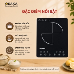 Bếp Hồng Ngoại Osaka IFC-211 Công Suất 2200W – 8 Mức Công Suất, 6 Chế Độ Nấu, Hẹn Giờ 4 Giờ, Khóa An Toàn