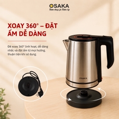 Ấm Đun Nước Siêu Tốc OSAKA KT-1820 Inox Mờ 304 – Dung Tích 1.8L, Công Suất 1500W, Lòng Inox 304