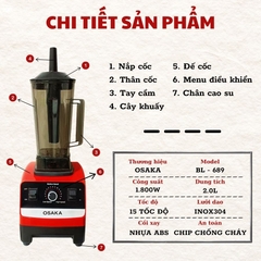 Máy xay sinh tố công nghiệp OSAKA đa năng siêu mạnh BL-689 - Dung tích 2L
