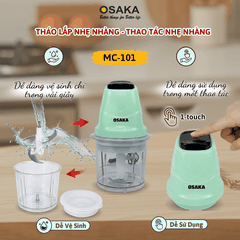 Máy Xay Thịt Mini Đa Năng OSAKA MC-101 Dung Tích 0.7L Công Suất 200W - Cối Nhựa Chống Vỡ
