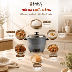 Nồi Cơm Điện OSAKA RC-181 Dung Tích 1.8L  Công Suất 700W - Lòng Nồi Chống Dính Nắp Inox 304