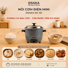 Nồi Cơm Điện Mini OSAKA RC-121 Dung Tích 1.0L Công Suất 400W Lòng Nồi Chống Dính Nắp Inox