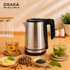 Ấm Đun Nước Siêu Tốc OSAKA KT-1820 Inox Mờ 304 – Dung Tích 1.8L, Công Suất 1500W, Lòng Inox 304