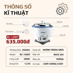 Nồi cơm điện Osaka RC120RT - Nấu cơm không phân biệt mọi loại gạo