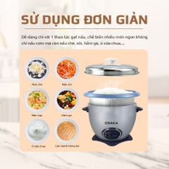 Nồi cơm điện Osaka RC220R(Màu Xám Phong Cách)  - Nấu cơm không phân biệt mọi loại gạo