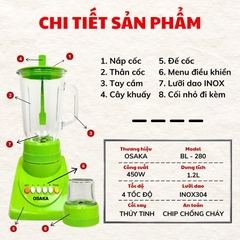 Máy xay sinh tố OSAKA BL-280 chính hãng 1.2 lít