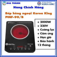 Bếp Hông ngoại đơn Công suất 2000W, Cảm ứng Cao cấp từ Korea King Hàn Quốc PINF-90/B, Mini tiện lợi