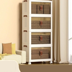 Tủ Nhựa đựng đồ đa năng, 3,4,5 tầng Gấp Gọn Có bánh xe 360° cửa mở bằng nam châm
