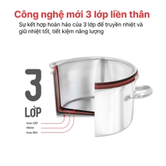 Bộ nồi Inox cao cấp 3 lớp đáy liền Noble, HAPPYCOOK Gia dụng Gia Thành