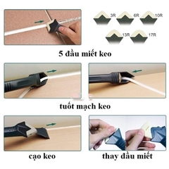 Dụng cụ làm sạch và Vuốt keo silicone đa năng 3 trong1 | Miết keo Silicon xây dựng, hà ron mạch gạch - Gia Thành