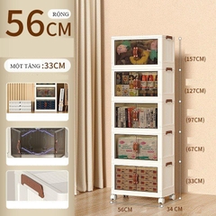 Tủ Nhựa đựng đồ đa năng, 3,4,5 tầng Gấp Gọn Có bánh xe 360° cửa mở bằng nam châm