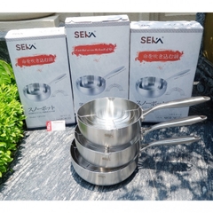 Chảo Inox Seka Siêu chống dính, 5 lớp đúc nguyên khối công nghệ Nhật, Dùng được bếp từ, 22cm, 24cm, 26cm - Gia Thành