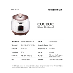 Nồi cơm điện tử Cuckoo CRP-M1000S 1.8L - Hàng chính hãng